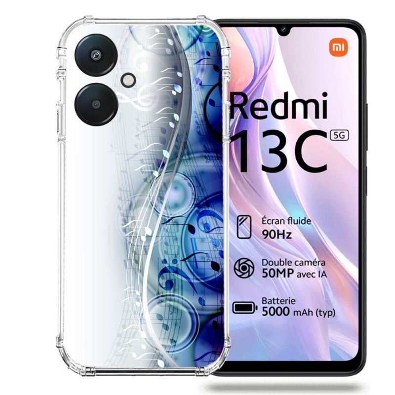 Coque Renforcée Pour Xiaomi Redmi 13C 5G Musique Partition Vague