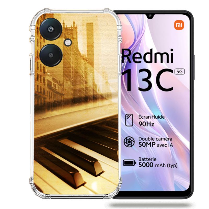 Coque Renforcée Pour Xiaomi Redmi 13C 5G Musique Piano Retro