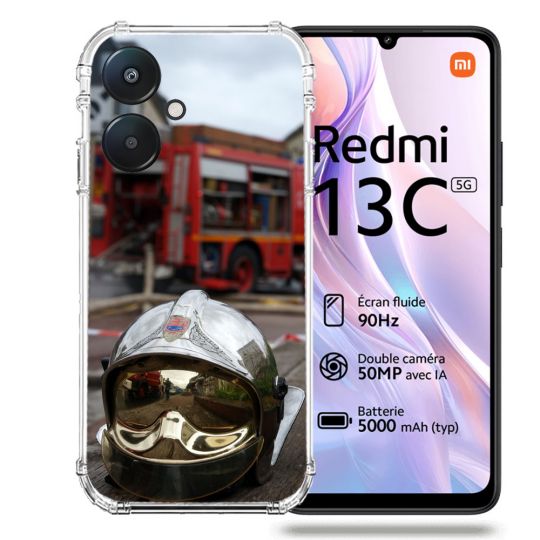 Coque Renforcée Pour Xiaomi Redmi 13C 5G Pompier Casque Camion