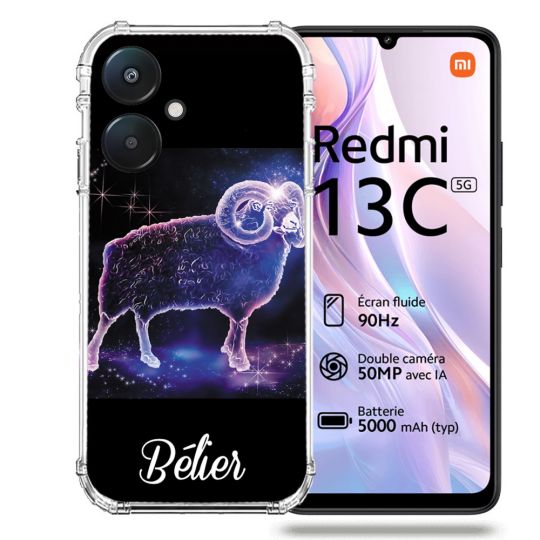 Coque Renforcée Pour Xiaomi Redmi 13C 5G Signe Zodiaque 2 Bélier