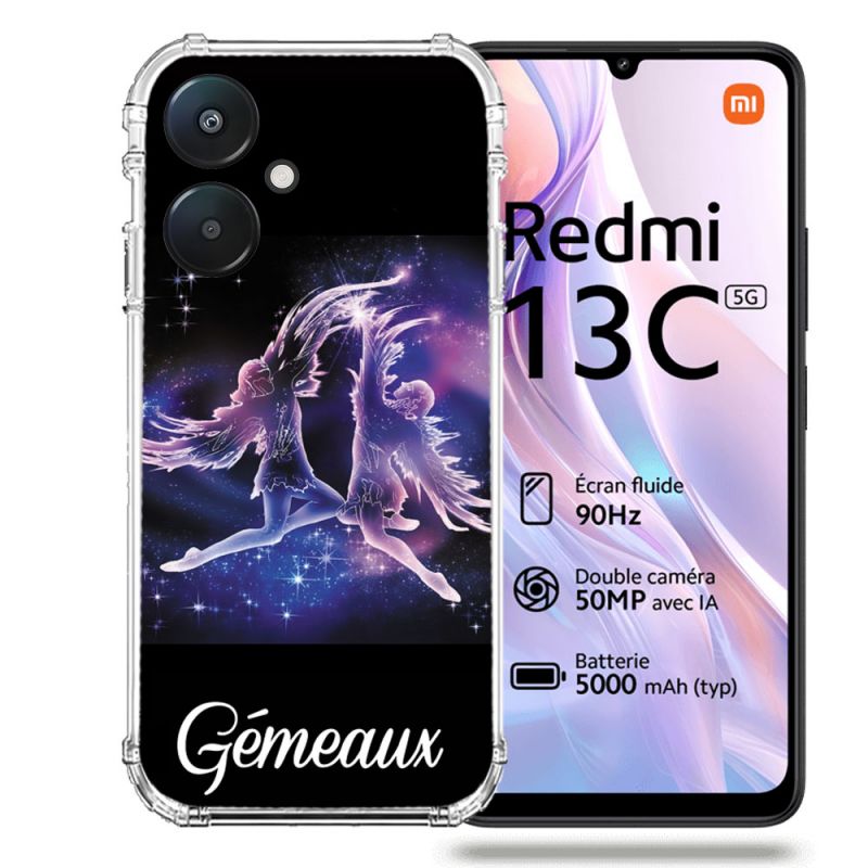 Coque Renforcée Pour Xiaomi Redmi 13C 5G Signe Zodiaque 2 Gémeaux