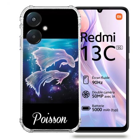 Coque Renforcée Pour Xiaomi Redmi 13C 5G Signe Zodiaque 2 Poisson
