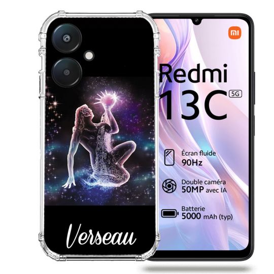 Coque Renforcée Pour Xiaomi Redmi 13C 5G Signe Zodiaque 2 Verseau