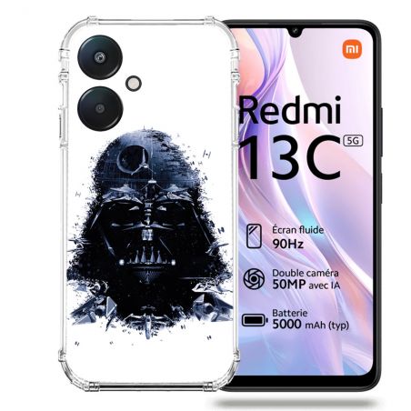 Coque Renforcée Pour Xiaomi Redmi 13C 5G Star Wars - Dark Vador Blanc