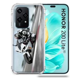 Coque Renforcée Pour Honor 200 Lite 5G Moto Course GP Blanche