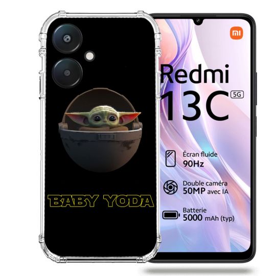Coque Renforcée Pour Xiaomi Redmi 13C 5G Star Wars - Yoda bebe noir