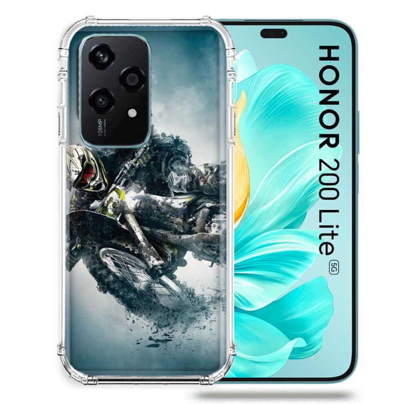 Coque Renforcée Pour Honor 200 Lite 5G Moto Cross Ombre