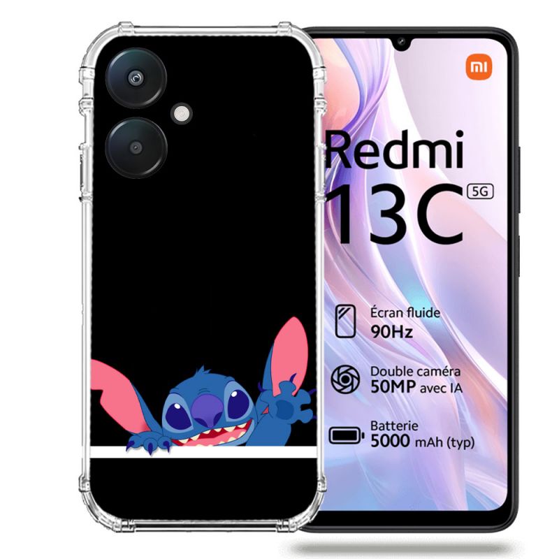 Coque Renforcée Pour Xiaomi Redmi 13C 5G Stitch Noir