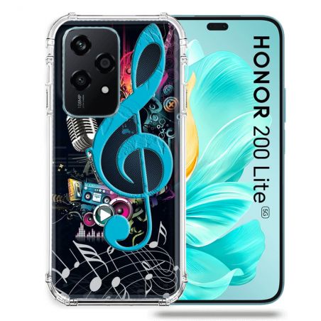 Coque Renforcée Pour Honor 200 Lite 5G Musique Cle Sol Bleu