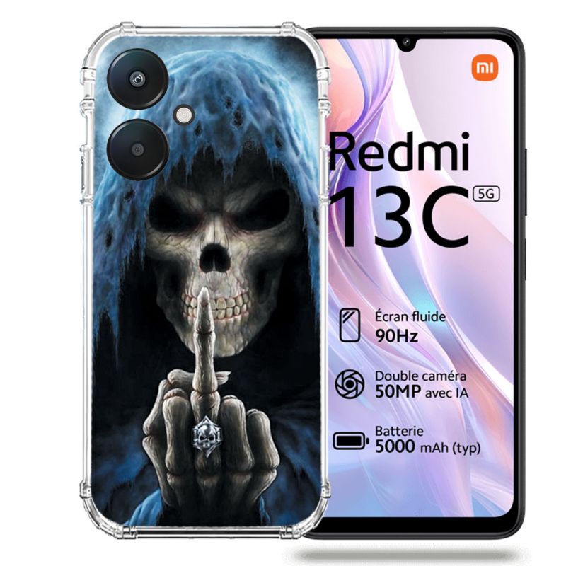 Coque Renforcée Pour Xiaomi Redmi 13C 5G Tete de Mort Doigt
