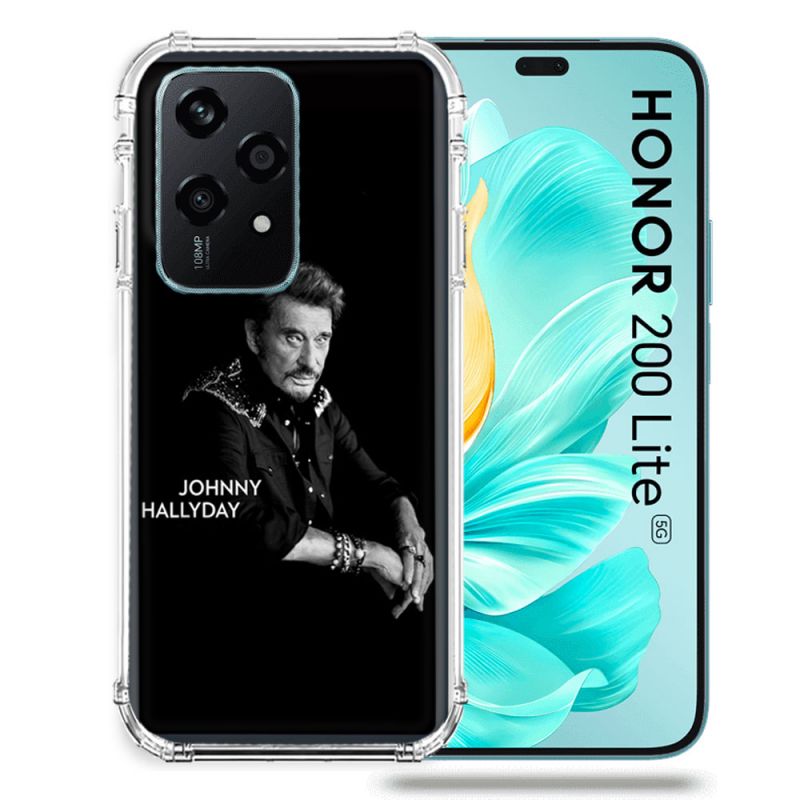 Coque Renforcée Pour Honor 200 Lite 5G Musique Johnny Hallyday Noir