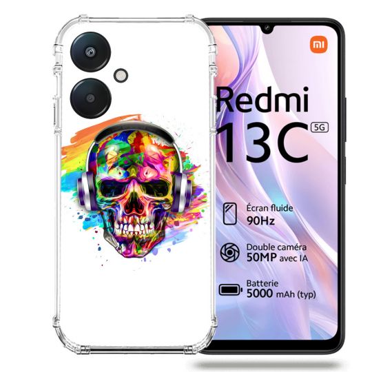 Coque Renforcée Pour Xiaomi Redmi 13C 5G Tete de Mort Tag