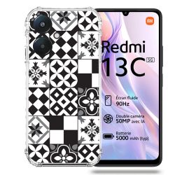 Coque Renforcée Pour Xiaomi Redmi 13C 5G Texture Carreau Ciment Noir