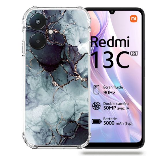 Coque Renforcée Pour Xiaomi Redmi 13C 5G Texture Marbre Gris