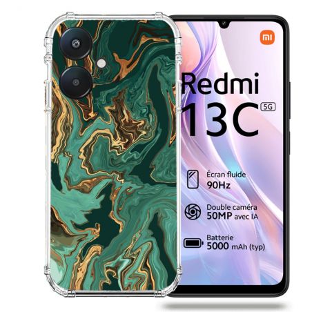 Coque Renforcée Pour Xiaomi Redmi 13C 5G Texture Marbre Vert