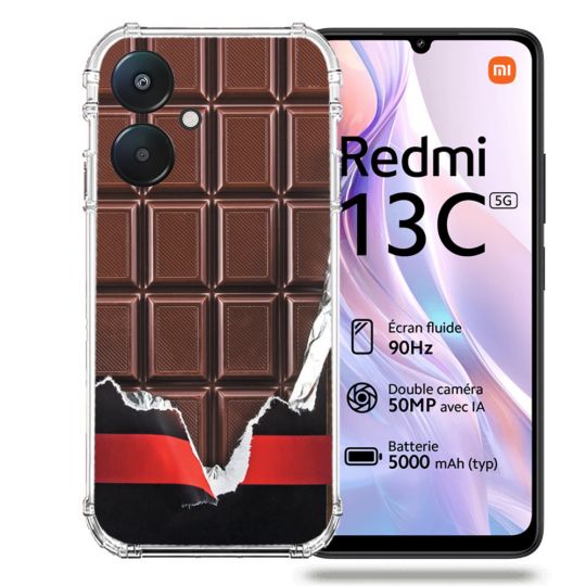 Coque Renforcée Pour Xiaomi Redmi 13C 5G Texture Trompe Oeil Chocolat