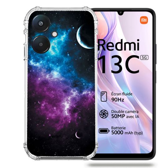 Coque Renforcée Pour Xiaomi Redmi 13C 5G Univers Bleu Violet