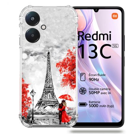 Coque Renforcée Pour Xiaomi Redmi 13C 5G Voyage France Paris Rouge