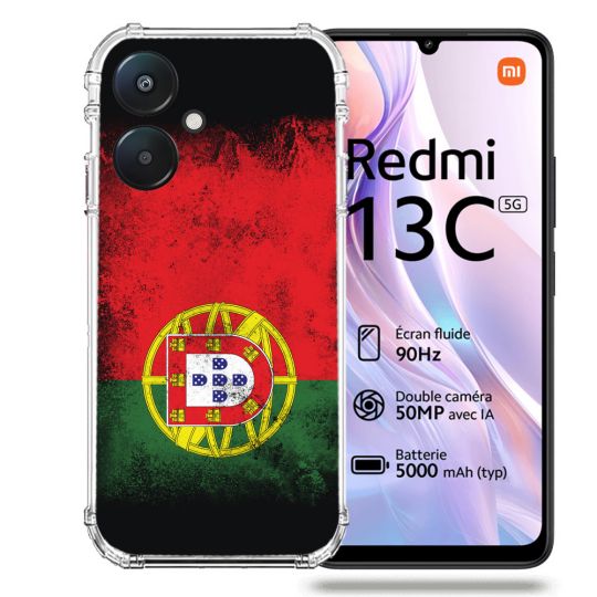 Coque Renforcée Pour Xiaomi Redmi 13C 5G Voyage Portugal Drapeau