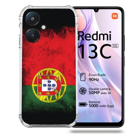 Coque Renforcée Pour Xiaomi Redmi 13C 5G Voyage Portugal Drapeau