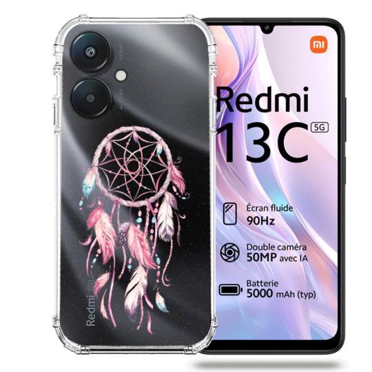 Coque Transparente Pour Xiaomi Redmi 13C 5G Attrape Reve Rose