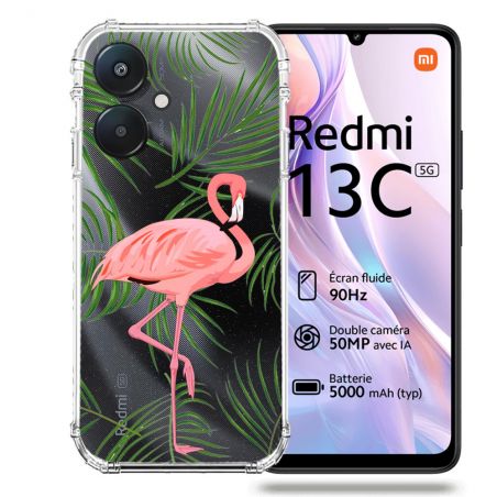Coque Transparente Pour Xiaomi Redmi 13C 5G Flamant Rose