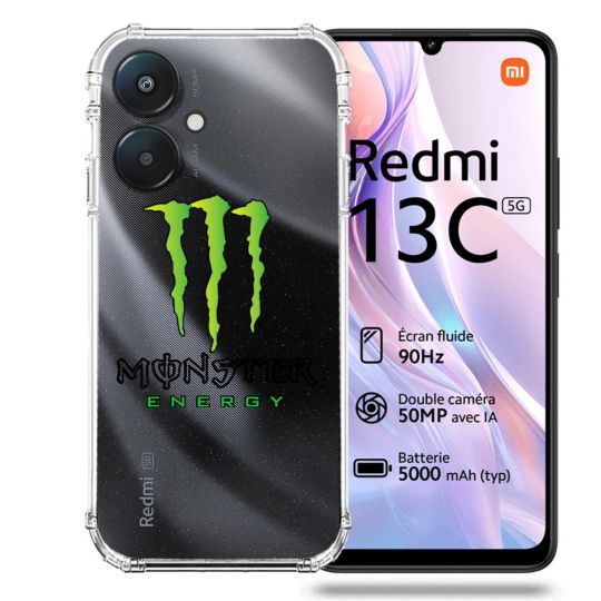 Coque Transparente Pour Xiaomi Redmi 13C 5G Monster Energy