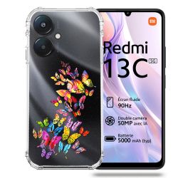 Coque Transparente Pour Xiaomi Redmi 13C 5G Papillon Multicolore