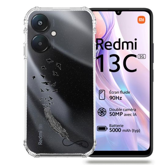 Coque Transparente Pour Xiaomi Redmi 13C 5G Plume Infini