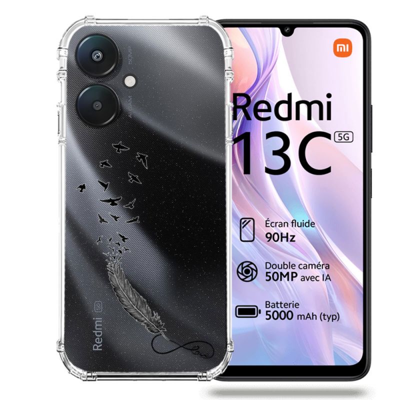 Coque Transparente Pour Xiaomi Redmi 13C 5G Plume Infini