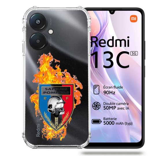 Coque Transparente Pour Xiaomi Redmi 13C 5G Pompier Feu