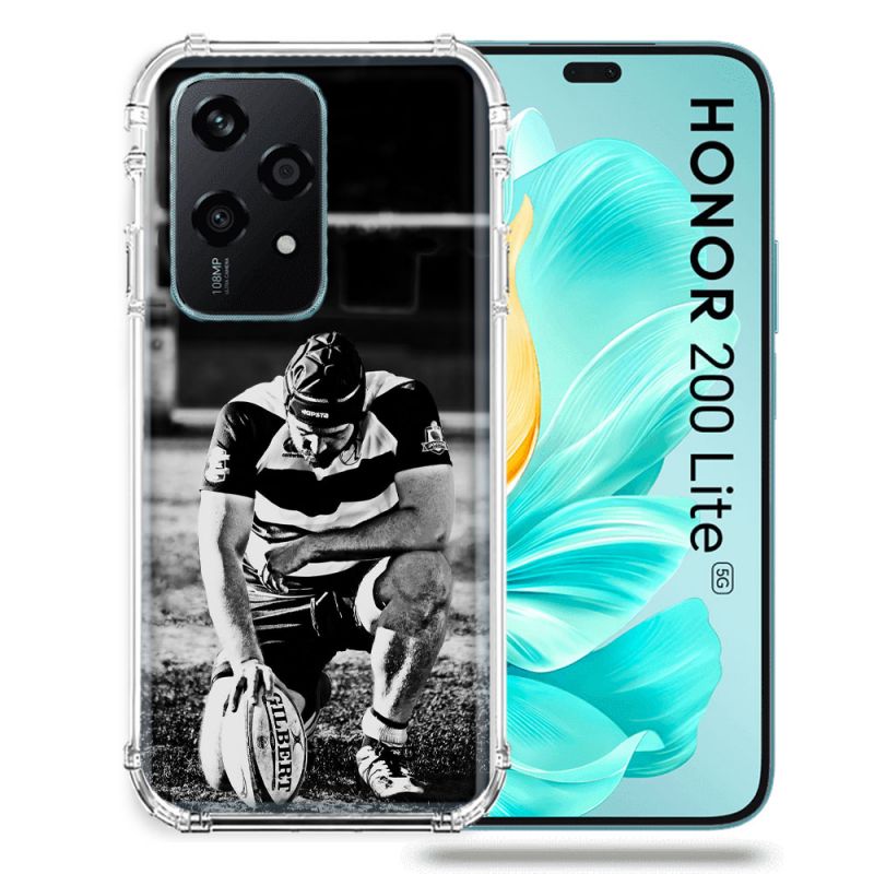 Coque Renforcée Pour Honor 200 Lite 5G Sport Rugby Noir Blanc