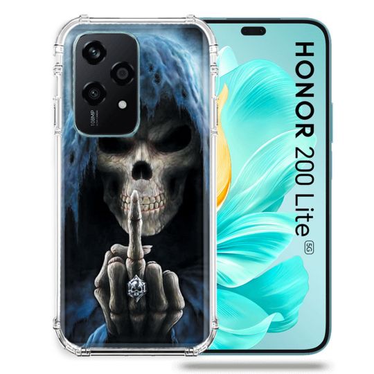 Coque Renforcée Pour Honor 200 Lite 5G Tete de Mort Doigt