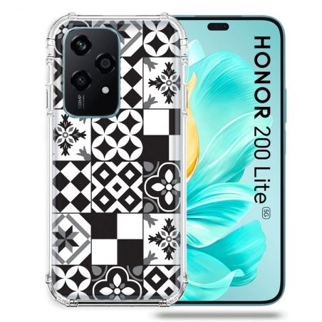 Coque Renforcée Pour Honor 200 Lite 5G Texture Carreau Ciment Noir