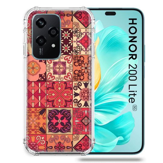 Coque Renforcée Pour Honor 200 Lite 5G Texture Carreau Ciment Rouge