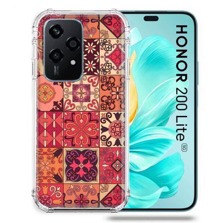 Coque Renforcée Pour Honor 200 Lite 5G Texture Carreau Ciment Rouge