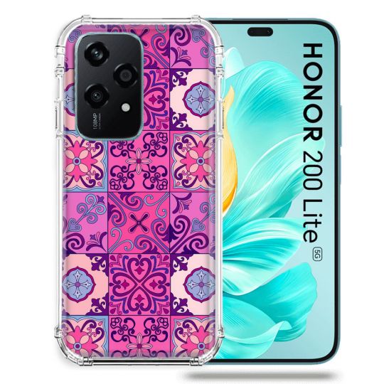 Coque Renforcée Pour Honor 200 Lite 5G Texture Carreau Ciment Violet