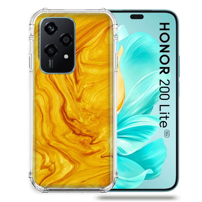 Coque Renforcée Pour Honor 200 Lite 5G Texture Marbre Jaune