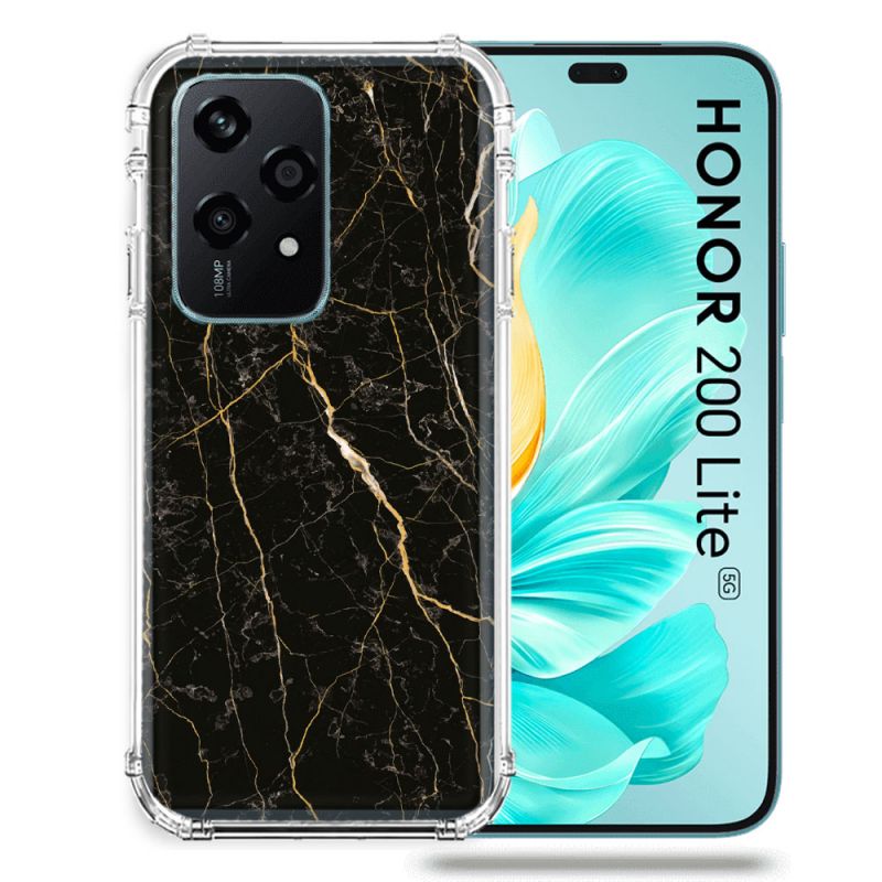 Coque Renforcée Pour Honor 200 Lite 5G Texture Marbre Noir