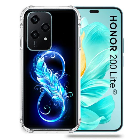 Coque Renforcée Pour Honor 200 Lite 5G Texture Plume Infini Bleu