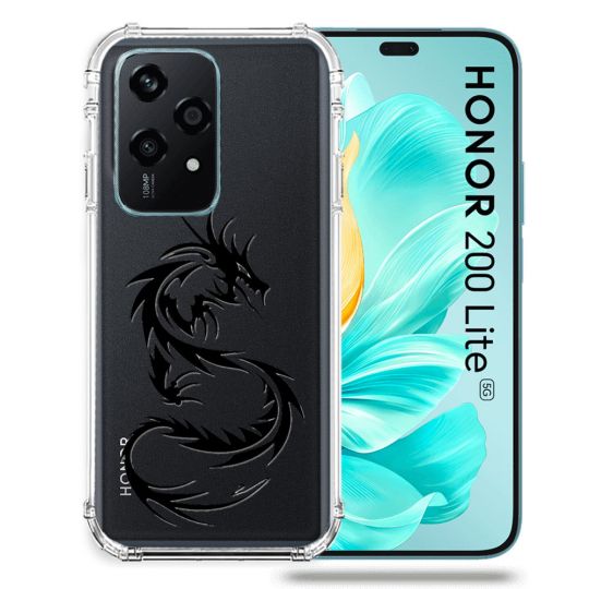 Coque Transparente Pour Honor 200 Lite 5G Dragon Noir