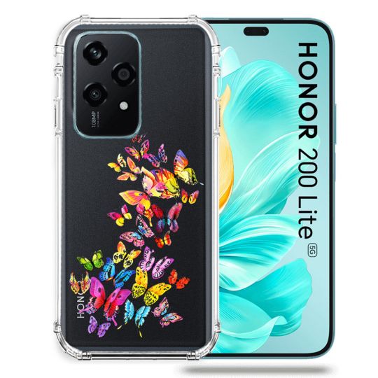 Coque Transparente Pour Honor 200 Lite 5G Papillon Multicolore