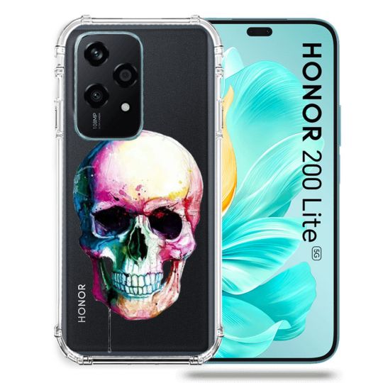 Coque Transparente Pour Honor 200 Lite 5G Skull Head Crane Colore