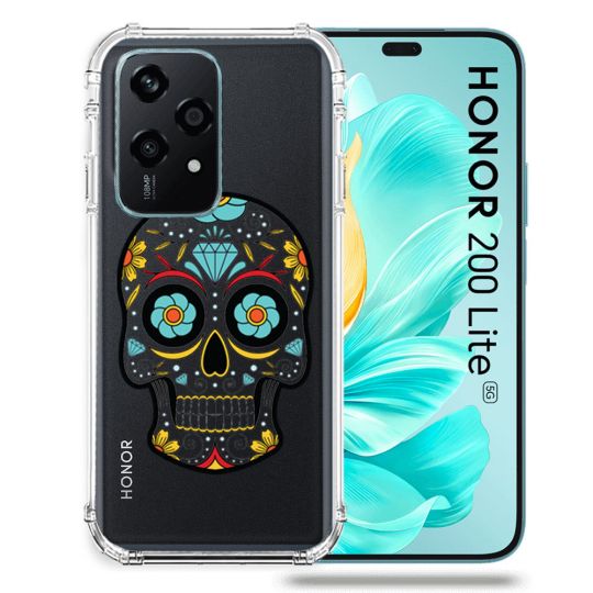 Coque Transparente Pour Honor 200 Lite 5G Tete Mort Color
