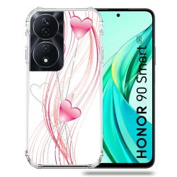 Coque Renforcée Pour Honor 90 Smart 5G Amour Coeur Rose Montant sur Blanc