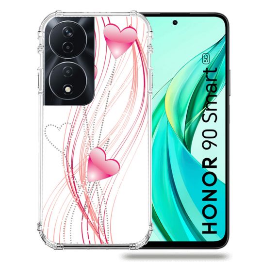 Coque Renforcée Pour Honor 90 Smart 5G Amour Coeur Rose Montant sur Blanc