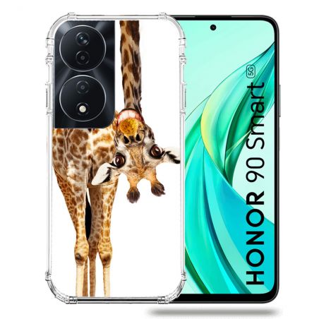 Coque Renforcée Pour Honor 90 Smart 5G Animal Girafe Blanche