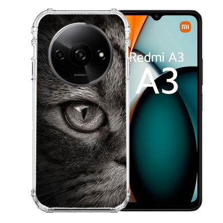 Coque Renforcée Pour Xiaomi Redmi A3 Animal Chat Gris