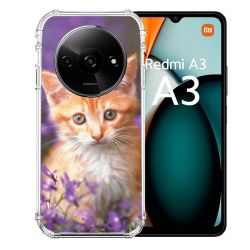Coque Renforcée Pour Xiaomi Redmi A3 Animal Chat Violet