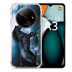 Coque Renforcée Pour Xiaomi Redmi A3 Animal Cheval Noir